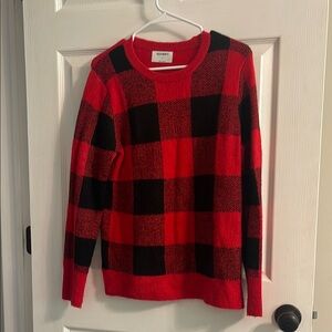 Women's Red and Black Plaid Sweater